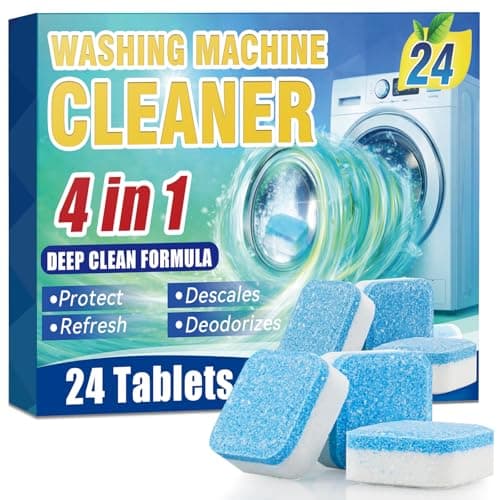 Washing Machine Cleaner Tablets 24-Pack, Deep Clean Descaler for Front Loader and Top Load Washers, Washer Cleaner Help Clean Inside Drum and Laundry Tub Seal