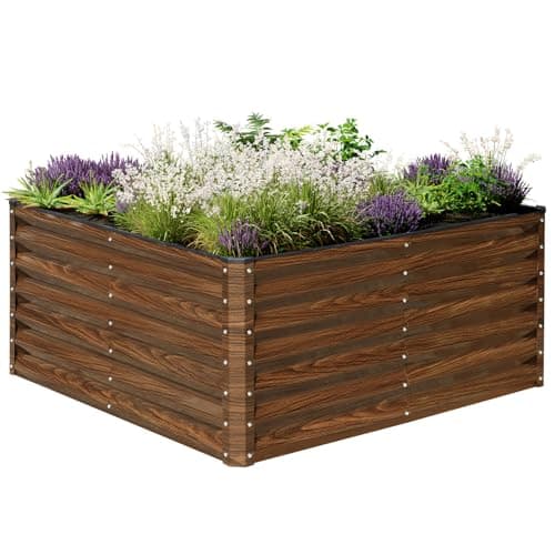 SnugNiture Galvanized Raised Garden Bed 4x4x2FT Outdoor Large Metal Planter Box Steel Kit for Planting Vegetables, Flowers