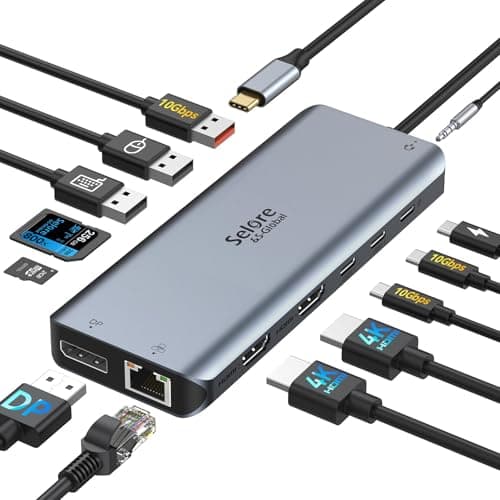 Docking Station for Laptop Dual Monitor, Selore USB C Hub Multiport Adapter