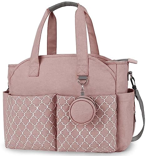 Large Changing Bag,Baby Nappy Changing Bag Diaper Bag for Mom & Dad Portable Messenger Tote Bag (Pink)