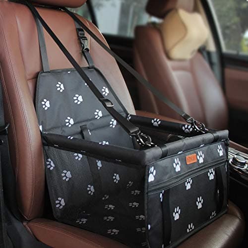 BYGD Dog Car Seat, Puppy Pet Seats with Upgrade Support Rod Breathable and Foldable Pet Dog Booster Seat and Travel Carrier Cage with Seat Belt, Pet Dog Car Portable Seat Suitable for Small Pets