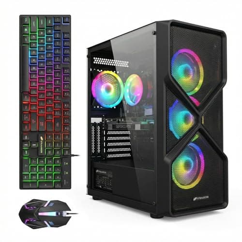 STGAubron Gaming PC Computer Desktop, GeForce RTX 2060 Super, Intel Core i7 8th up to 4.1GHz, 16G DDR4, 1T SSD, WiFi 6, BT 5.2, RGB Fan x4, Windows 11 Home