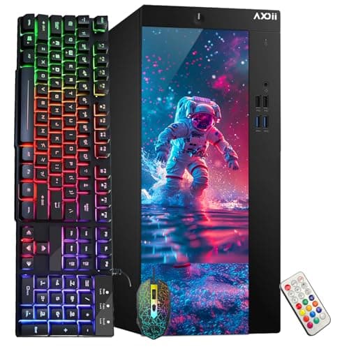 AXOII RGB Gaming PC Desktop — Intel Core i5 up to 4.10 GHz, GeForce GT 1030 2GB, 16GB DDR4, 512GB NVMe SSD, Wi-Fi & Bluetooth, Windows 11 Pro (Renewed)