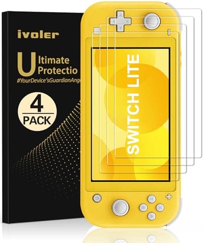 ivoler 4 Pack Screen Protector for Nintendo Switch Lite, Tempered Glass
