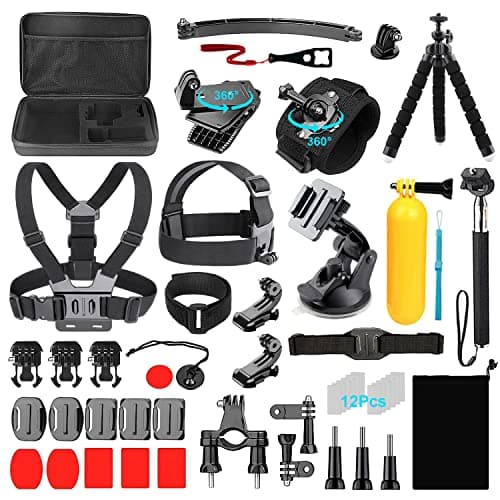 Action Camera Accessories Set, Ci-Fotto 50-in-1 Sports Camera Accessories Compatible with Hero 13 12 11 10 9 8 7 6 5, Max Insta360 GO 2 SJ6000 SJ5000 DJI OSMO Action Cam DBPOWER
