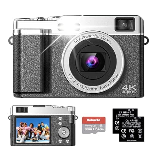 4K Digital Camera for Photography, UHD 64MP Vlogging Camera with 64G TF Card, 2.83'' Screen, Autofocus, 16X Zoom, Anti-Shake, Retro Portable Point and Shoot Digital Camera for Beginners Teens