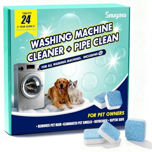 Washing Machine Cleaner Descaler Tablets: 24 Pack Deep Cleaning for Front Loader, Top Load and HE Washer, Septic Safe Eco-Friendly Deodorizer, Clean Drum and Laundry Tub Seal (Fragrance-free)