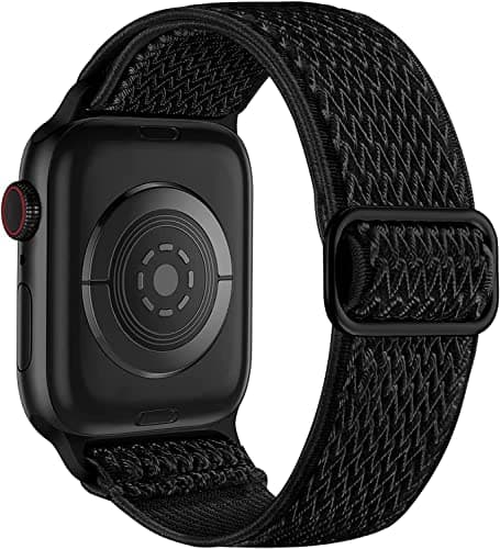 Lerobo Elastic Band Compatible with Apple Watch Band 44mm 45mm 42mm 49mm 46mm Men Nylon Solo Loop Sport Strap for iWatch Ultra 3 2 1 SE SE2 SE3 Band iWatch Series 11 10 9 8 7 6 5 4 3 2 1 Women, Black