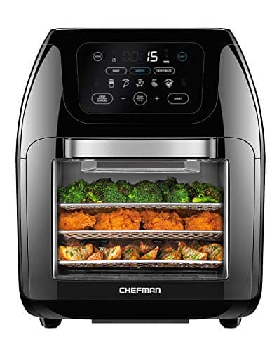 CHEFMAN Multifunctional Digital AirFryer+ Rotisserie,Dehydrator, Convection Oven17 Touch Screen Presets Fry,Roast,Dehydrate, Bake, XL 10L Family Size,Auto Shutoff,Large Easy-View Window Black,10 Quart
