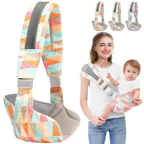 NARUTOO Baby Sling Carrier, Baby Carrier with Waist Support, Portable Ergonomic Toddler Carrier Sling, Adjustable Thick Baby Wrap Carrier for Newborn Up to 0-36 Month (Geometry)