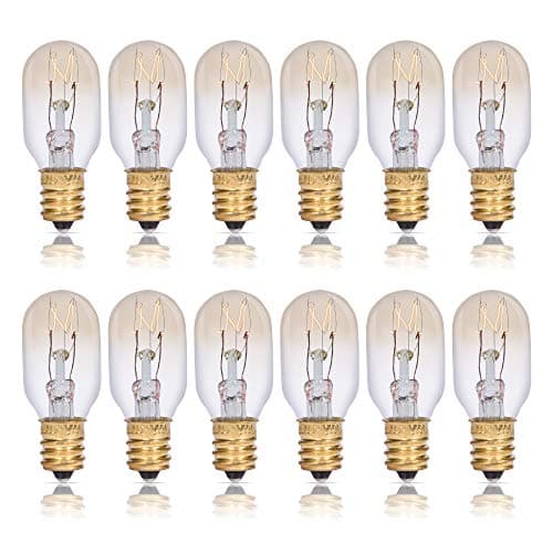 Simba Lighting T6.5 25W Replacement Bulb (12 Pack) for Himalayan Salt Rock and Basket, Plug in Aromatic Wax Warmer, Night Light, Mini Tube Shape, 120V, E12 Candelabra Base, Dimmable, 2700K Warm White
