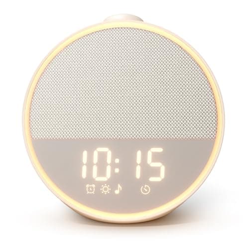 Narelu White Noise Machine - Alarm Clock Sound Machine, Night Light, 30 Soothing Sounds, 10 Gentle Alarms, Screen-Free Sleep Routine, Sleep Aid Sound Machine for Adults Baby Kids, Travel(Cream)