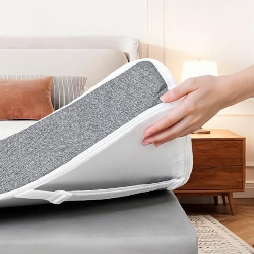 HOMRELEXA Firm Cooling Mattress Topper Queen Size 3 Inch, Cooling Gel & Bamboo Charcoal Memory Foam Mattress Topper for Back Pain Relief, Dual-Layer Foam Bed Pad with Removable Cover