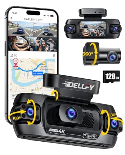 DELLFY 4 Channel Dash Cam, 4K Front & 3 * 1080P Rear/Left/Right Dash Camera