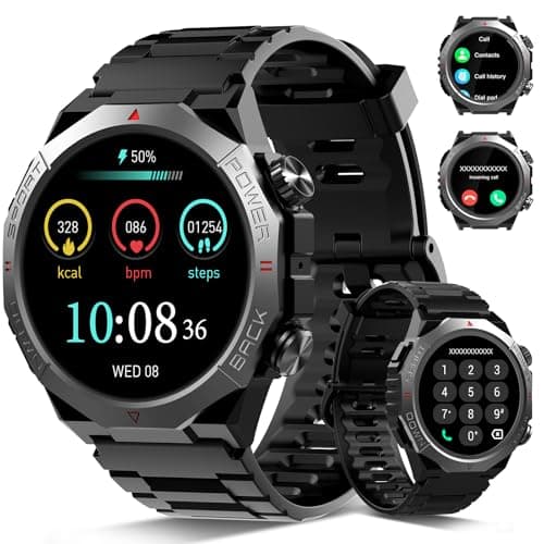 Military Smart Watch for Men (Answer/Make Calls), 1.39"HD Touchscreen Fitness Tracker with Sleep/Heart Rate/Blood Oxygen Monitor, 110+ Sport Modes, IP68 Waterproof Smartwatch for iPhone Android, Black