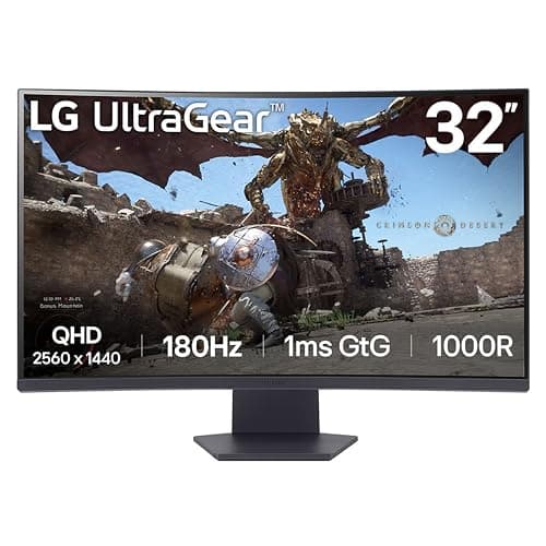 LG Ultragear™ 32" Ultragear QHD (2560x1440) 1000R Curved Gaming Monitor, 1ms (GtG), 180Hz, AMD FreeSync™, 32GS60QC