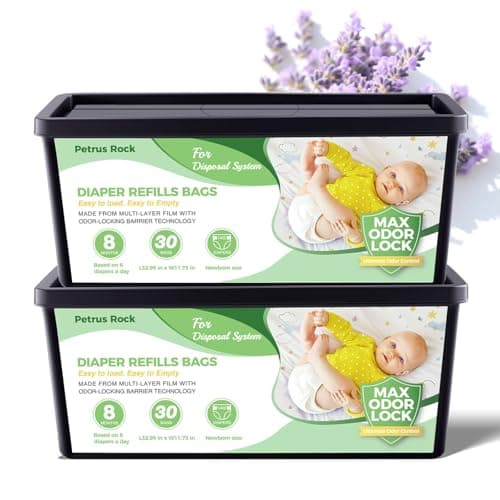 60 Diaper Pail Refill Bags – Compatible with Diaper Genie Signature & Platinum Pails | 2 Pack Refill Bags | Odor Lock | Lavender Scented
