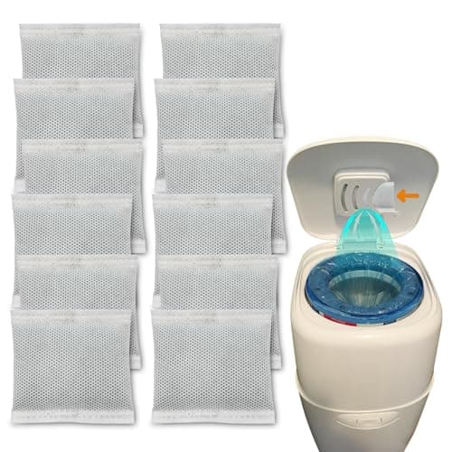ShuRex 12 Pack Diaper Pail Carbon Filters for Playtex Diaper Genie Pails, Charcoal Odor Absorbing Bags with Built-in Odor Controlling Compartment
