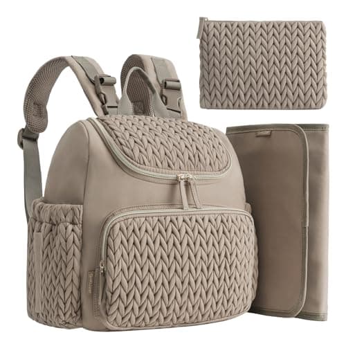 GnKiJzar Diaper Bag Backpack with Extra Pouch and Changing Pad Lightweight Baby Diaper Bag for travel Outdoor with Insulated Pockets(Taupe)