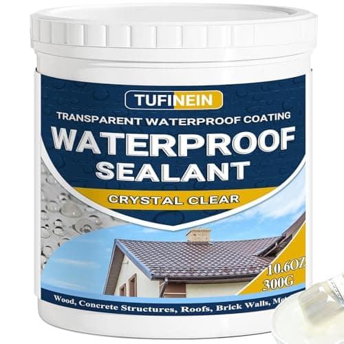 Transparent Waterproof Coating, TUFINEIN 10.6 Oz Invisible Waterproof Agent Water-Based Sealant Clear Indoor & Outdoor Anti-Leakage Sealant Roofs, Walls, Garden, Terraces