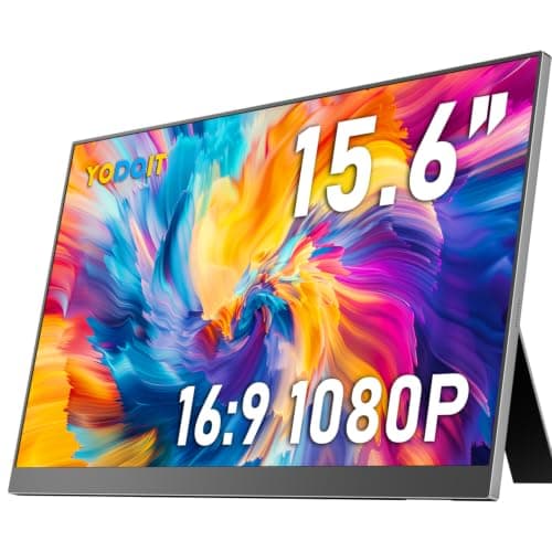 Yodoit Portable Monitor for Laptop 1920×1080 15.6" Travel Monitor FHD Screen IPS Display with USB Type C Port and Speakers Compatible with PC, MacBook, Xbox (Black)