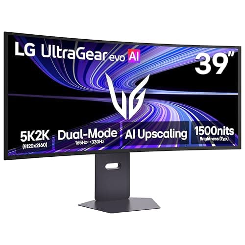 LG Ultragear™ 39GX950B 39-inch OLED Dual-Mode 5K2K (5120x2160) Gaming Monitor 1500R Curved (WUHD 165Hz WFHD 330Hz) 0.03ms DisplayPort USB-C 90W NVIDIA® G-SYNC® Compatible AMD FreeSync™ Premium Pro