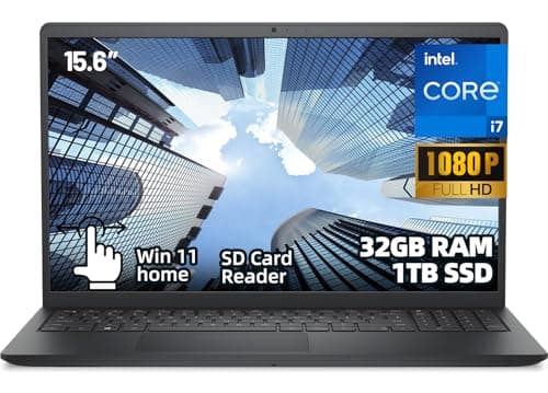 Dell 15 Business Laptop, 15.6" FHD Touchscreen Laptop, Intel Core i7-1355U, 32GB RAM, 1TB SSD, Windows 11 Home, Numeric Keypad, SD Card Reader, Carbon Black