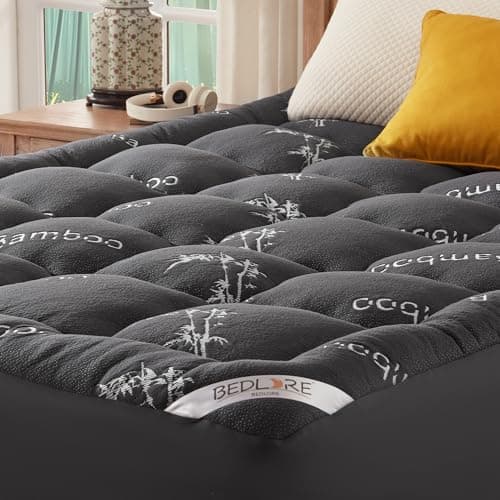 BEDLORE Queen Mattress Topper Viscose Derived from Bamboo,Thick Pillow Top Mattress Pad,Deep Pocket Fits Mattress 6"-18",Soft Breathable Mattress Cover for Back Pain Relief