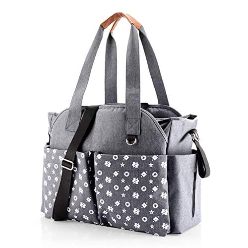 Baby Diaper Bag Tote Bag, Large Travel Toddler Diaper Bag, Diaper Changing Weekender Bag Crossbody Bag for New Mom Gift (Gray)