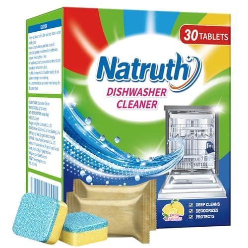 NATRUTH Dishwasher Cleaner And Deodorizer Tablets -30 Pack for Deep Cleaning, Deodorizing & Protecting, Prevents Buildup.Heavy Duty And Septic Safe.Clean Dish Washer For Limescale, Odor, Smell