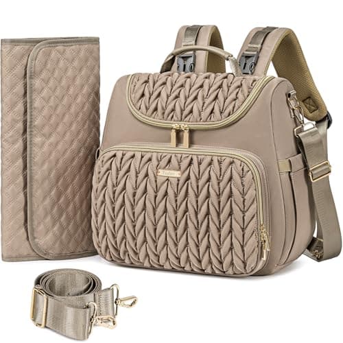 Tealari 4 in 1 Waterproof Changing Bag with Changing Pad, Converts to Handbag, Diaper Backpack, Stroller Bag and Shoulder Bag., Khaki, Medio