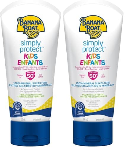 Banana Boat Simply Protect Kids Sunscreen Lotion, SPF 50+ (Pack of 2)
