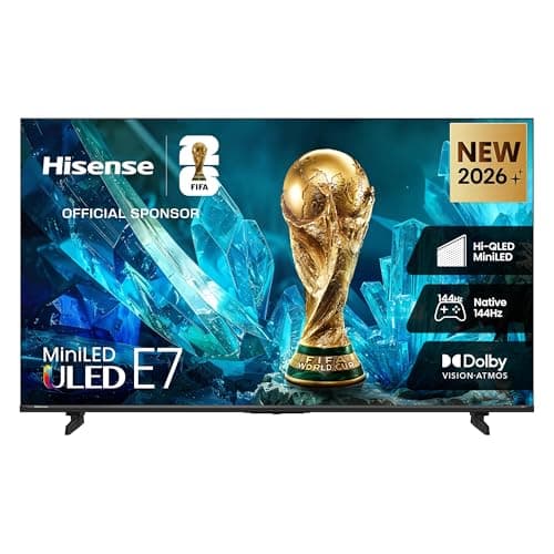 Hisense 65E7SF - 65" 4K Smart Mini-LED Fire TV (2026 Model), QLED Color, 144Hz Game Mode PRO, Dolby Vision, Dolby Atmos, AI Smooth Motion with MEMC, Alexa Built in with Voice Remote (2026 Model)