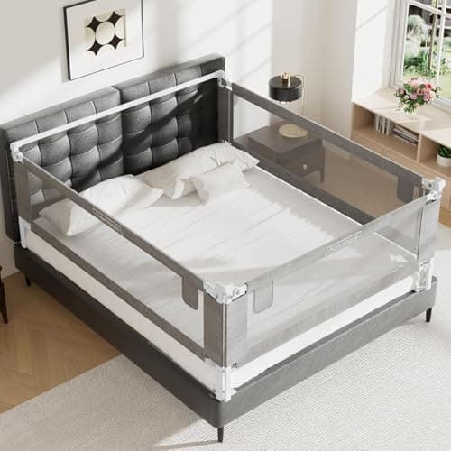 3-Pack Twin Size Bed Rails for Toddlers -Height Adjustable Baby Bed Rail Guard Specially Designed for Twin Size Bed (74.8"x74.8"x39"-Grey)