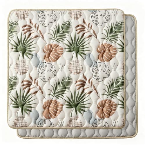 Bunnikins & Clover Baby Play Mat 71"x59", Extra Thicker & Large Baby Mat for Floor, Soft Non-Slip Cushioned Play Mats for Babies, Toddlers, Foldable and Washable Baby Play Mats (Beige Leaves)