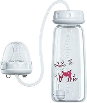 Silicone Kids Bottle, 240ml Leakproof Nipple Straw, Adjustable Fast Flow Milk Bottle with Soft Tip, Bottles, Feeding Bottles with Safe Material, Boys Girls Indoor Outdoor Bedroom Room Hotel Use