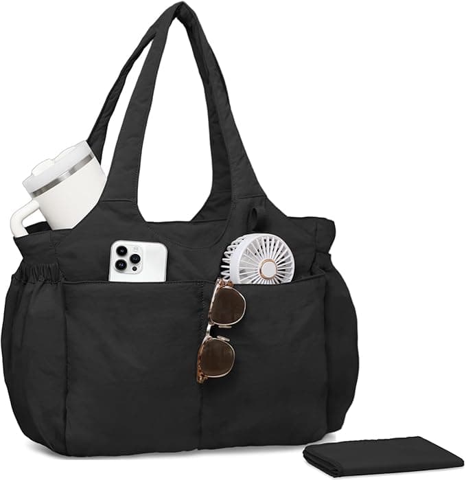 Mominside Diaper Bag Tote - Tote Diaper Bag Baby Bag with Insulated Pockets, Changing Pad, 23L Travel Diaper Bag Hospital Bag for Labor and Delivery for Mom, Work & Weekend Trips,Black