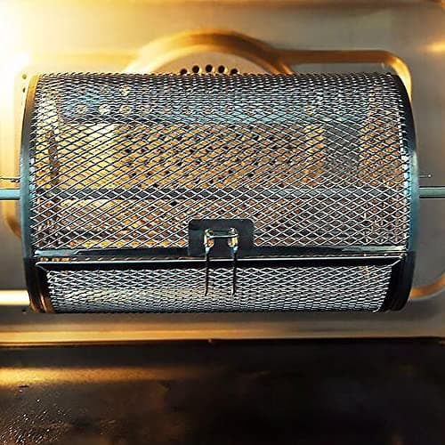 Rotisserie Basket, 360 Degree Rotating Rotisserie Basket for Grill Fish Grill Basket 10qt Cooking Time Round Shape for Instant Vortex Air Fryer Oven Rotisserie Cage Replacement
