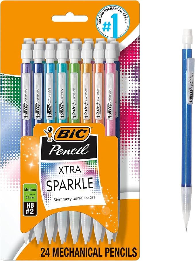 BIC Extra Sparkle Mechanical Lead Pencils, Medium Point (0.7 mm), School Supplies for Students and Teachers, 24-Count Pack