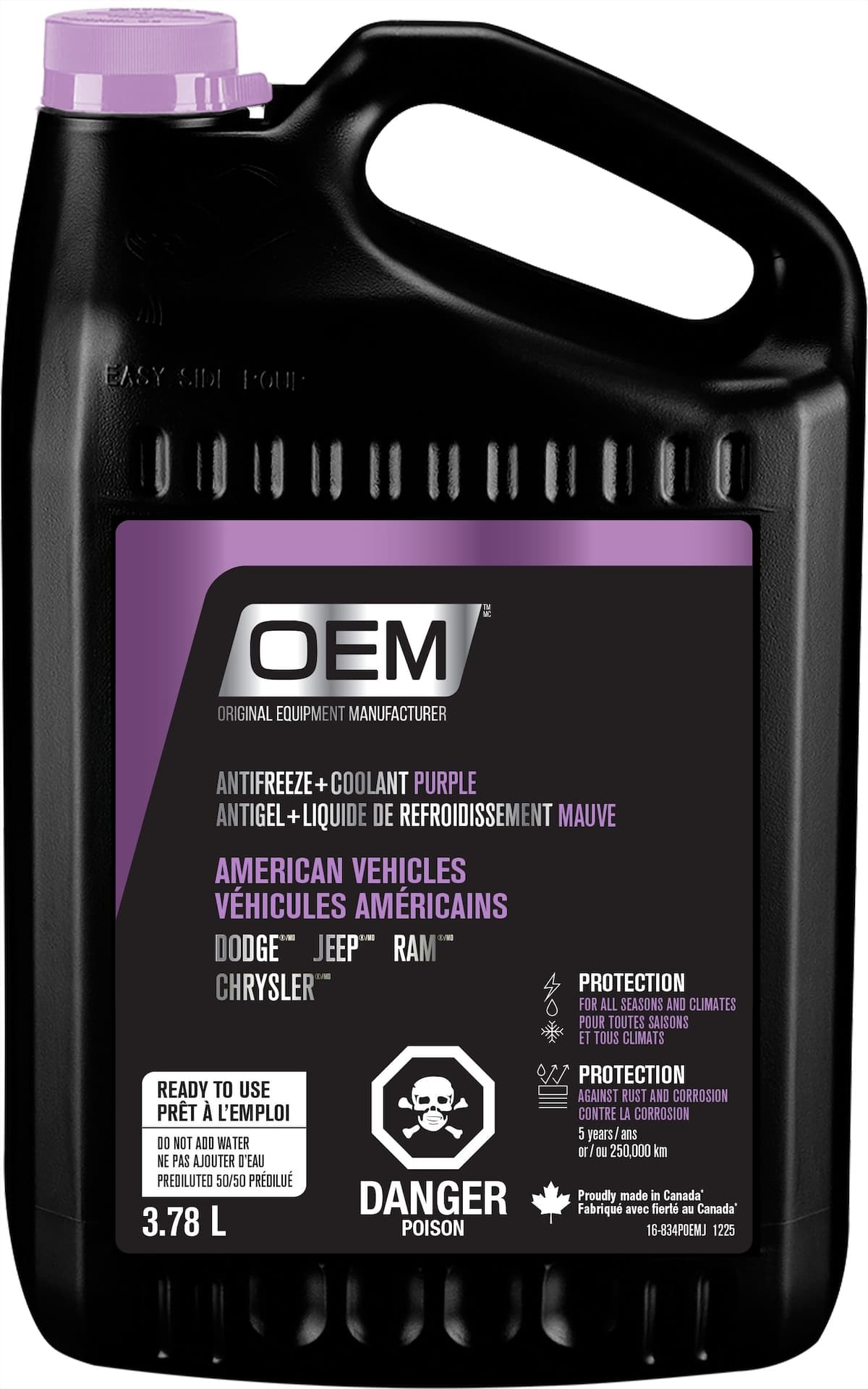 OEM Premixed Extended Life Radiator Antifreeze & Engine Coolant, North American/Purple, 3.78-L