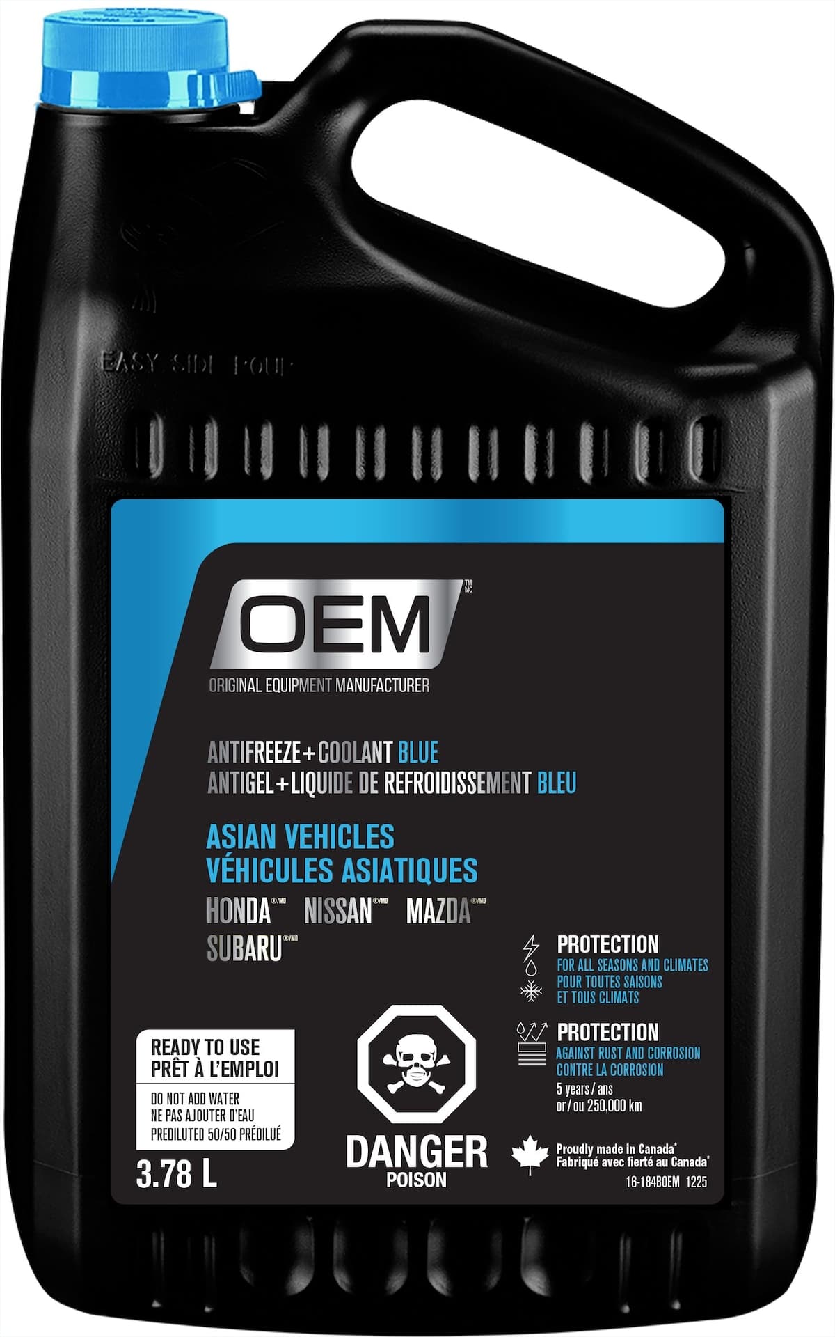 OEM Premixed Extended Life Radiator Antifreeze & Engine Coolant, Asian/Blue, 3.78-L