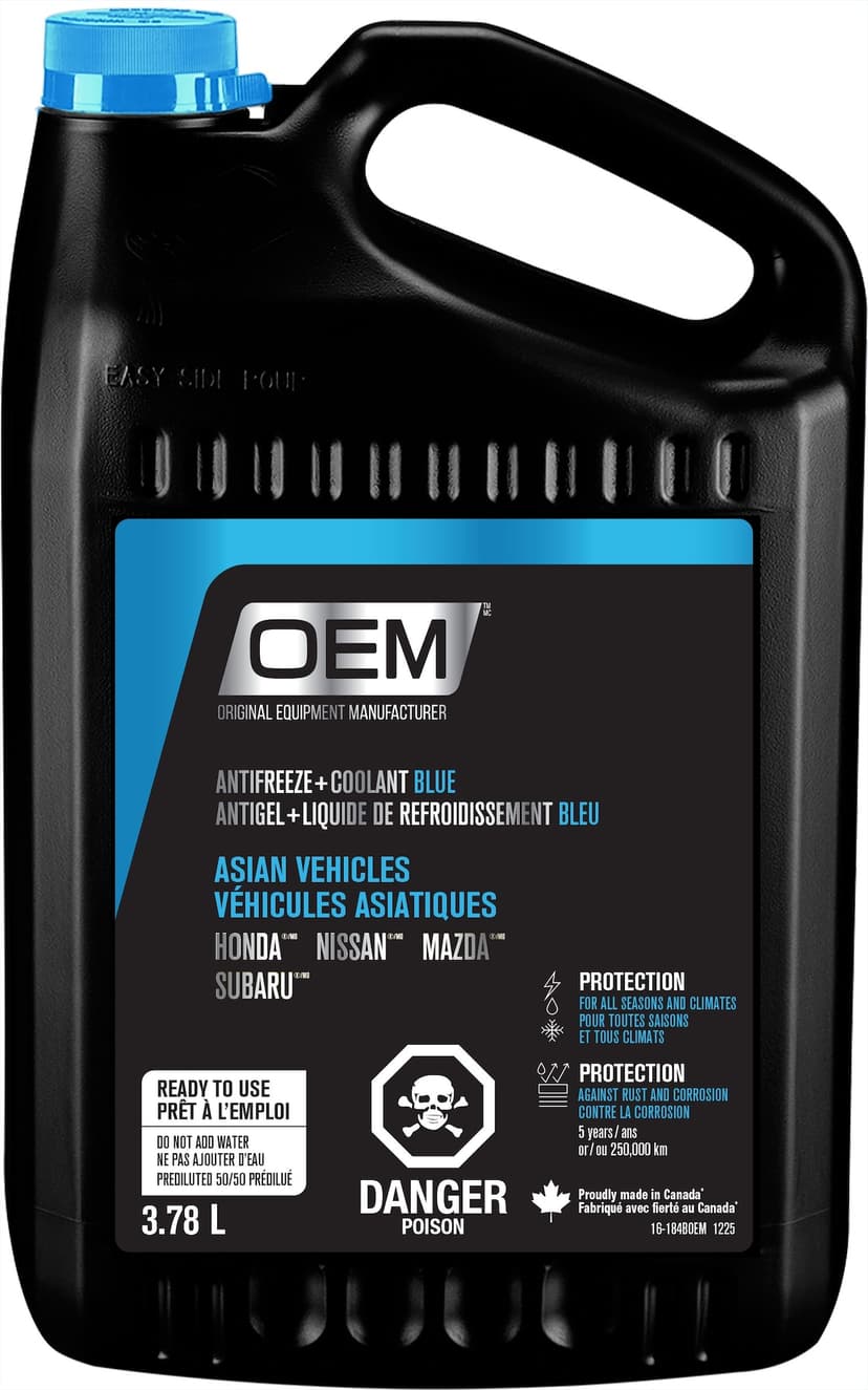 OEM Premixed Extended Life Radiator Antifreeze & Engine Coolant, Asian/Blue, 3.78-L