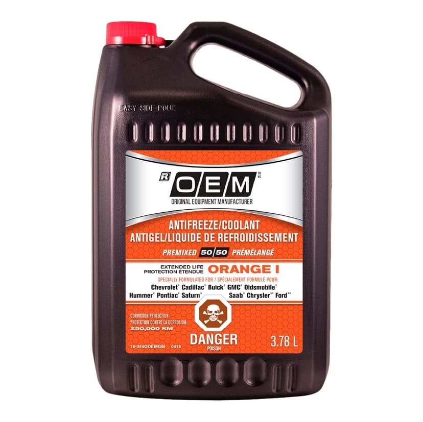 OEM 50/50 Premixed Anti-Freeze/Coolant, Chevrolet/Buick/Saturn, Orange I, 3.78-L