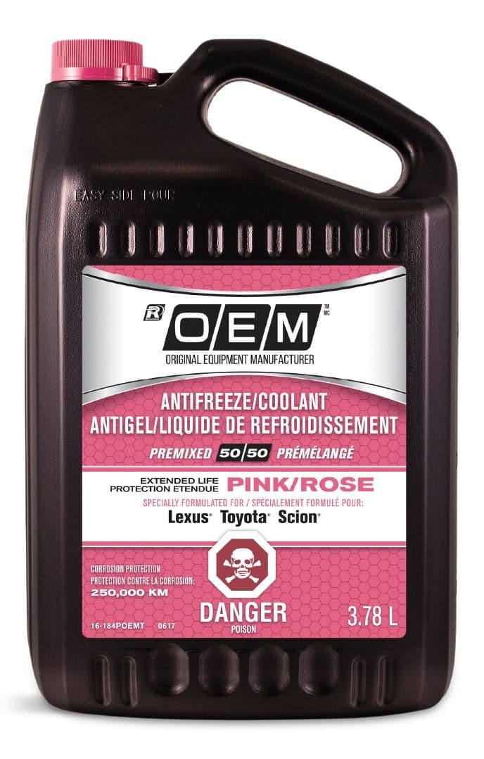 OEM 50/50 Premixed Anti-Freeze/Coolant, Toyota/Lexus/Scion, Pink /Rose, 3.78-L