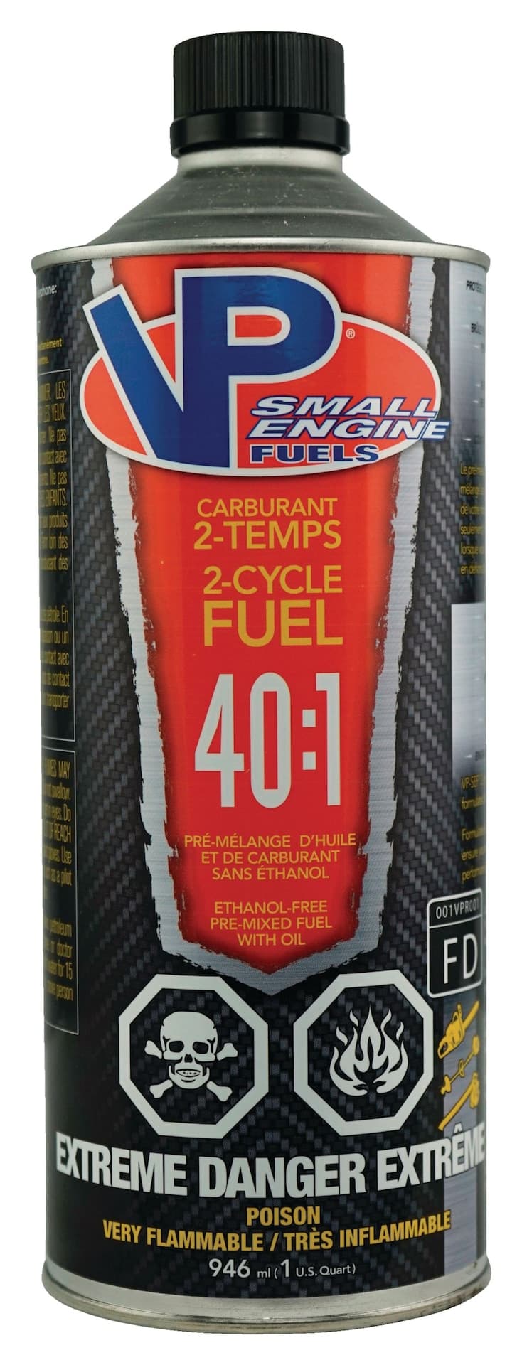 VP Racing Small Engine 40:1 Pre-Mixed 2-Cycle Fuel, Ethanol-Free, 946-mL