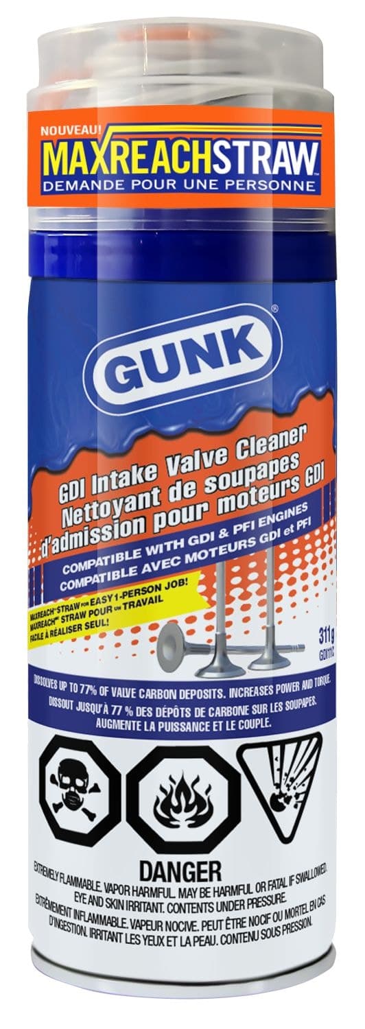 GUNK GDI Intake Valve Cleaner with MaxReach Straw, 311-g