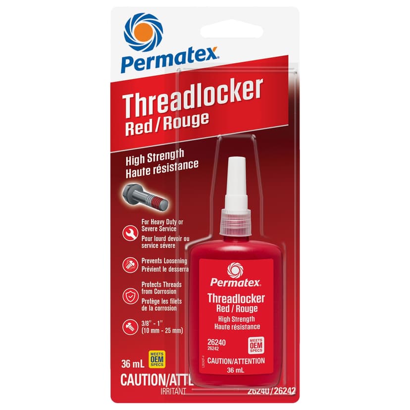 Permatex® 26242 High-Strength 262 Threadlocker, Red, 36-mL