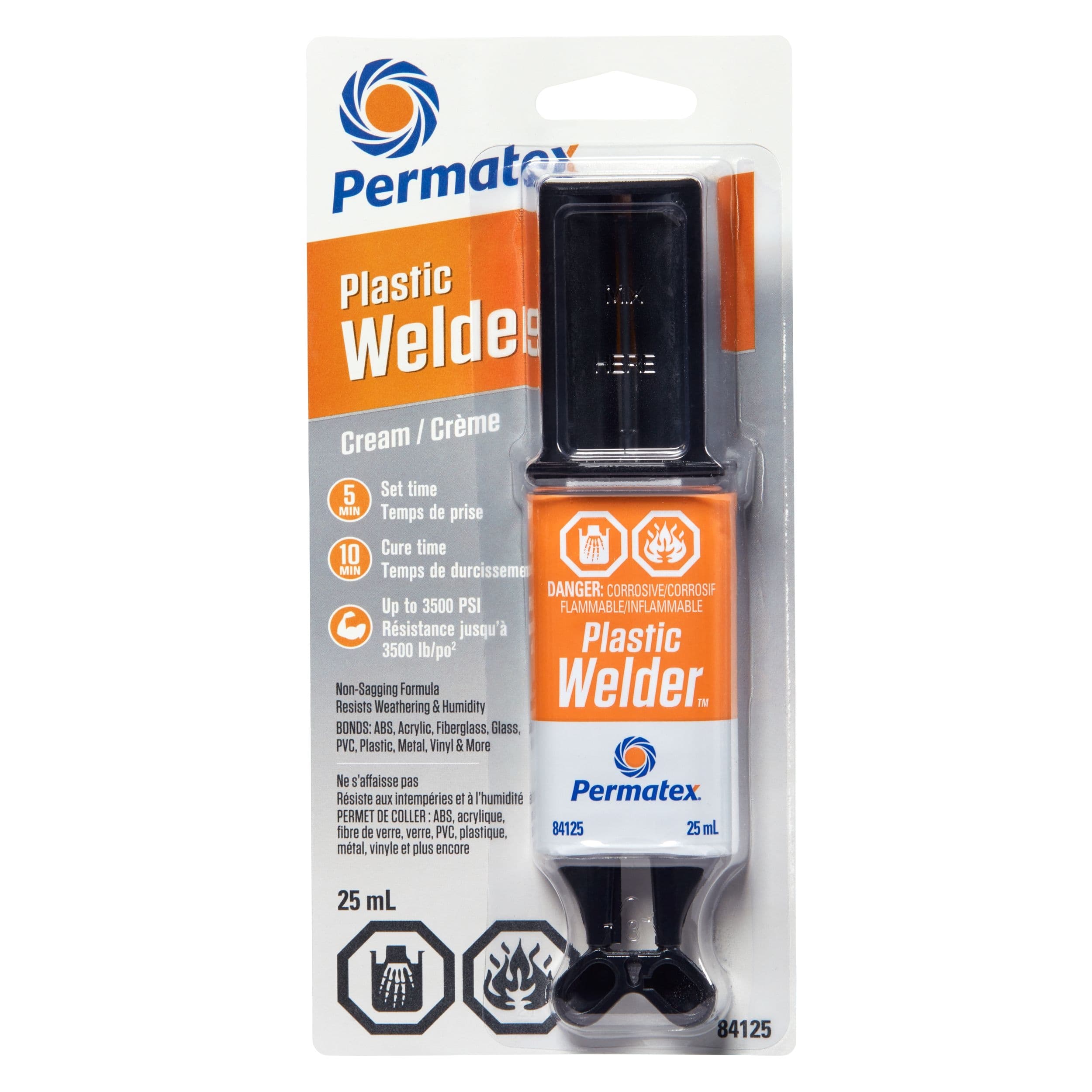 Permatex® Plastic Welder 5 Minute Adhesive 84125, Yellow, 25-mL