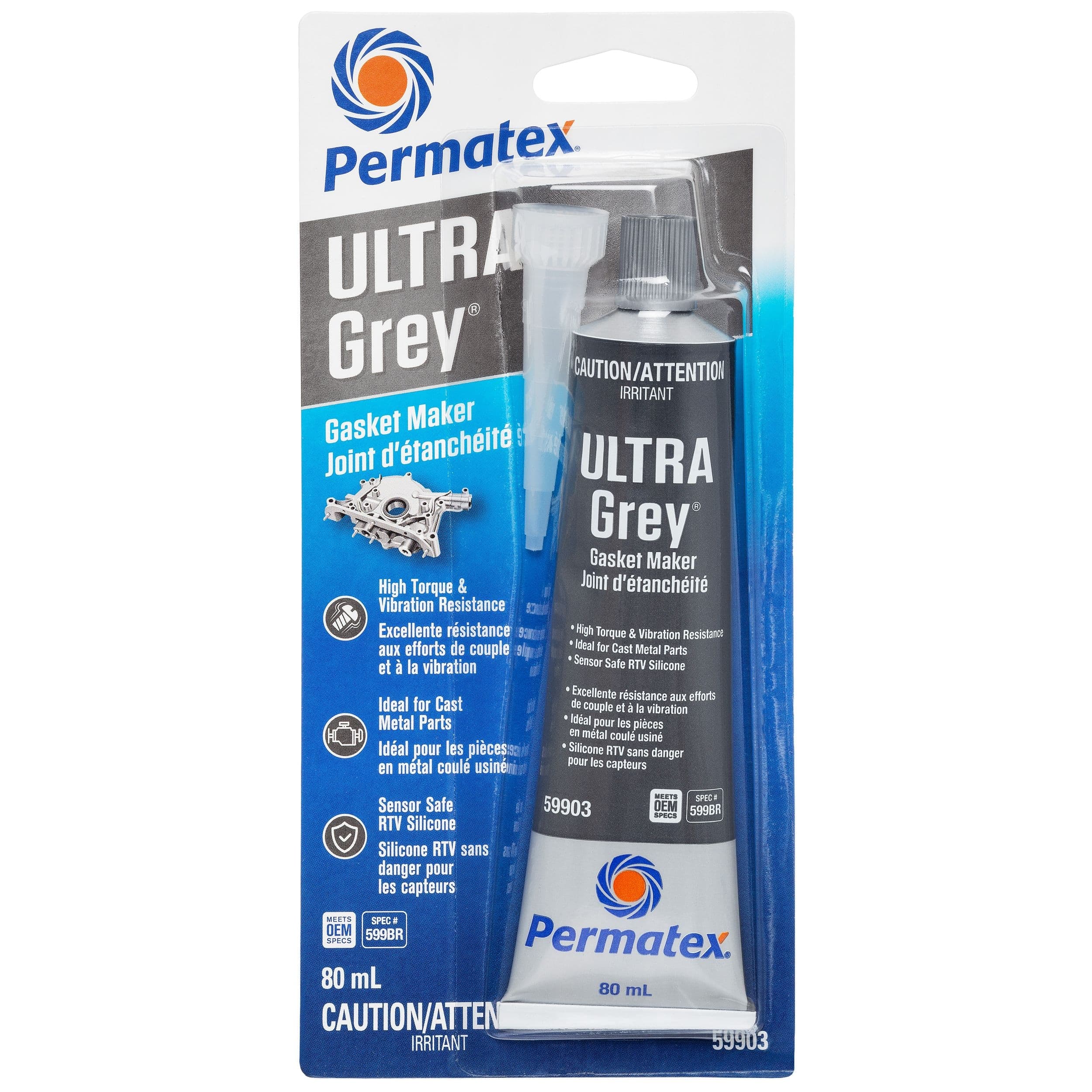 Permatex® 59903 Ultra Grey Gasket Maker 599BR, 80-mL