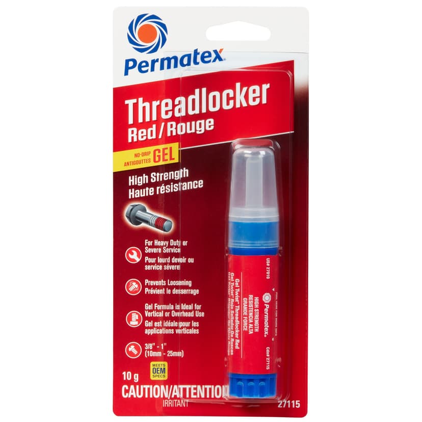 Permatex® High-Strength 271 Threadlocker, Red Gel, 10g